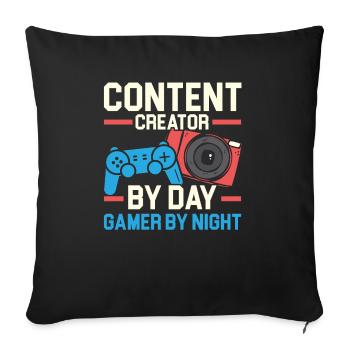 Content Creator By Day Gamer By Night Influencer - Sofa pillowcase 17,3'' x 17,3'' (45 x 45 cm) - black - Front