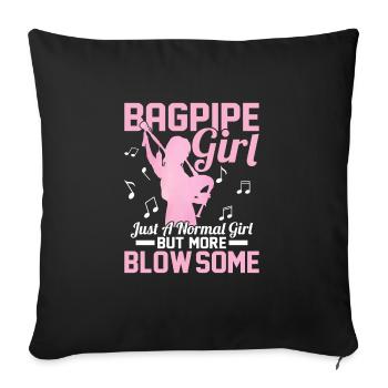 Bagpipe Girl juste une fille normale mais plus blow-some - Housse de coussin décorative 45 x 45 cm - noir - Devant