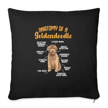 Goldendoodle Doodle Hund - Sofakissenbezug 45 x 45 cm - Schwarz - Vorne