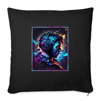 Polygon Headset Headphones Gamer Geometric - Sofa pillowcase 17,3'' x 17,3'' (45 x 45 cm) - black - Front