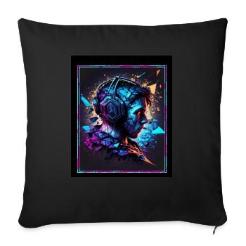 Polygon Headset Headphones Gamer Geometric - Sofa pillowcase 17,3'' x 17,3'' (45 x 45 cm) - black - Front