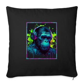 Affe Polygon Headset Headphones Gamer Geometrisch - Sofakissenbezug 45 x 45 cm - Schwarz - Vorne
