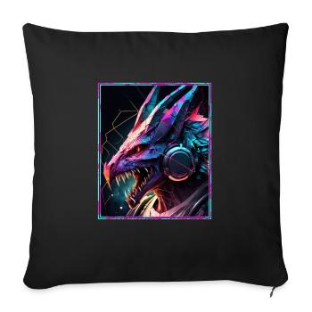 Dragon Polygon Headset Headphones Geometric - Sofa pillowcase 17,3'' x 17,3'' (45 x 45 cm) - black - Front