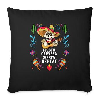 Fiesta Cerveza Siesta Buveur de bière répété - Housse de coussin décorative 45 x 45 cm - noir - Devant