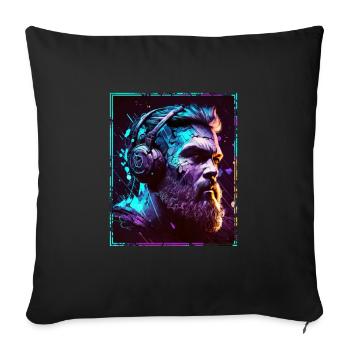 Viking Viking Headset Gamer Streamer Music Neon - Sofa pillowcase 17,3'' x 17,3'' (45 x 45 cm) - black - Front