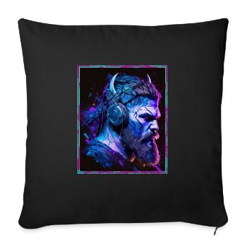 Viking Viking Headset Gamer Streamer Music Neon - Sofa pillowcase 17,3'' x 17,3'' (45 x 45 cm) - black - Front
