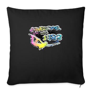 Génial depuis 1983. Wakeboard Lifestyle Vintage - Housse de coussin décorative 45 x 45 cm - noir - Devant