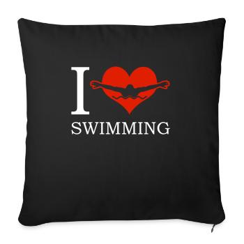 Schimmer Schwimmen I Love Swimming - Sofakissenbezug 45 x 45 cm - Schwarz - Vorne