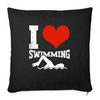 Schimmer Schwimmen I Love Swimming - Sofakissenbezug 45 x 45 cm - Schwarz - Vorne