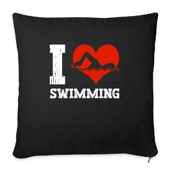 Schimmer Schwimmen I Love Swimming - Sofakissenbezug 45 x 45 cm - Schwarz - Vorne