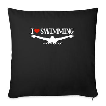 Schimmer Schwimmen I Love Swimming - Sofakissenbezug 45 x 45 cm - Schwarz - Vorne