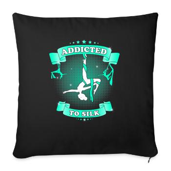 Accro à la soie - drôles d’acrobates aériens - Housse de coussin décorative 45 x 45 cm - noir - Devant