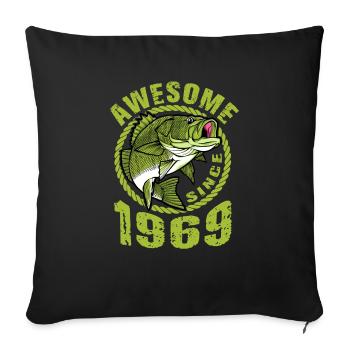 Génial depuis 1969. Ange, Angler Anniversaire - Housse de coussin décorative 45 x 45 cm - noir - Devant