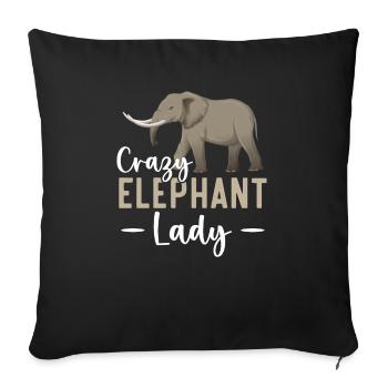 Crazy Elephant Lady Gardien de zoo d’animaux sauvages - Housse de coussin décorative 45 x 45 cm - noir - Devant