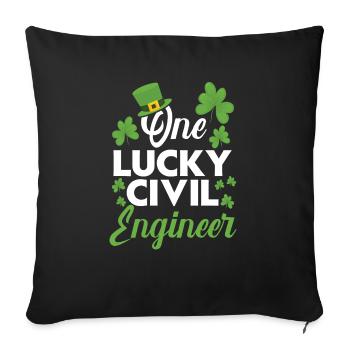 One Lucky Civil Engineer Engineering Irish - Sofa pillowcase 17,3'' x 17,3'' (45 x 45 cm) - black - Front