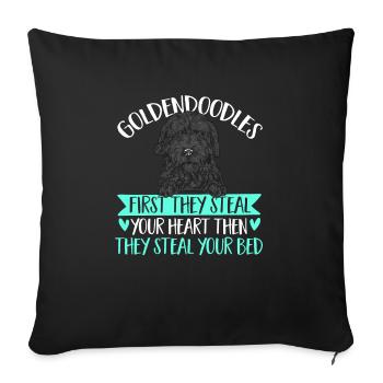 Chien Doodle Black Goldendoodle - Housse de coussin décorative 45 x 45 cm - noir - Devant