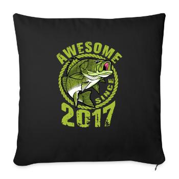 Génial depuis 2017. Angel, l’anniversaire du pêcheur - Housse de coussin décorative 45 x 45 cm - noir - Devant