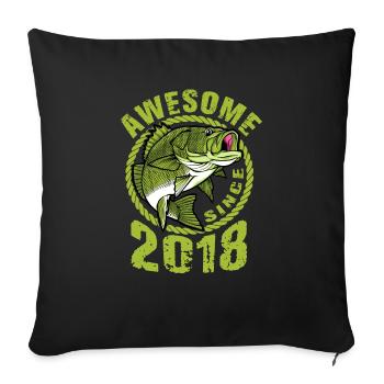 Awesome since 2018. Angel, Angler Birthday - Sofa pillowcase 17,3'' x 17,3'' (45 x 45 cm) - black - Front
