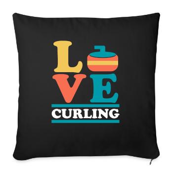 Love Curling Curler Sport Lover Curling Stone - Sofa pillowcase 17,3'' x 17,3'' (45 x 45 cm) - black - Front