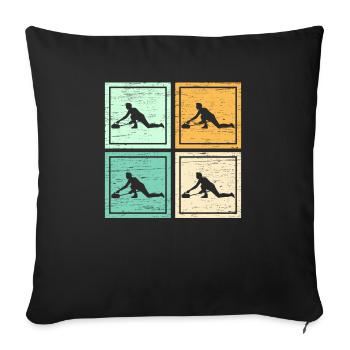 Curling Player Curler Sport Lover Curling Stone - Sofa pillowcase 17,3'' x 17,3'' (45 x 45 cm) - black - Front