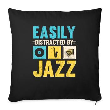 Facilement distrait par un musicien amateur de musique jazz - Housse de coussin décorative 45 x 45 cm - noir - Devant