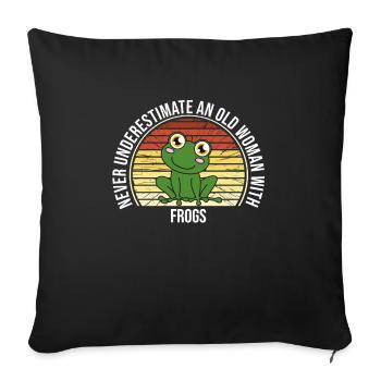 Frog Never Underestimate An Old Woman With Frogs - Sofa pillowcase 17,3'' x 17,3'' (45 x 45 cm) - black - Front