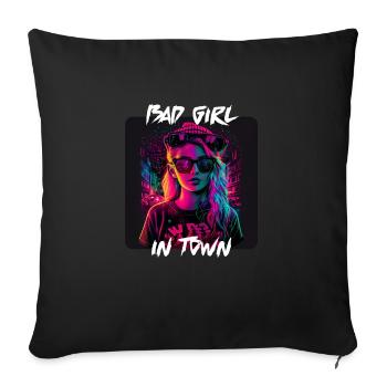 Bad Girl in the City 8 - Sofa pillowcase 17,3'' x 17,3'' (45 x 45 cm) - black - Front