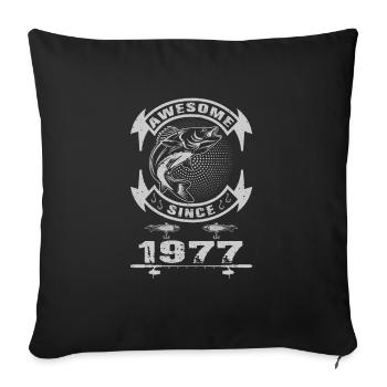Génial depuis 1977. Angel, l’anniversaire du pêcheur - Housse de coussin décorative 45 x 45 cm - noir - Devant