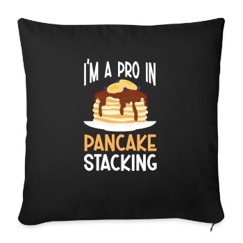 Pancake Stacker Petit déjeuner Pancake Day Large - Housse de coussin décorative 45 x 45 cm - noir - Devant
