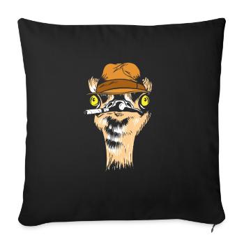 Detective Ostrich Animal Smoking Formal Suit - Sofa pillowcase 17,3'' x 17,3'' (45 x 45 cm) - black - Front