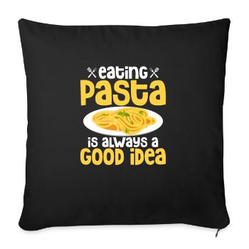 Manger des pâtes est toujours une bonne idée de nourriture italienne - Housse de coussin décorative 45 x 45 cm - noir - Devant