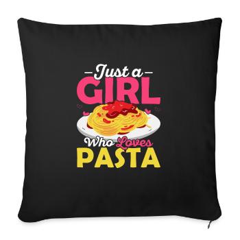 Juste une fille qui aime les pâtes cuisine italienne pâtes Lov - Housse de coussin décorative 45 x 45 cm - noir - Devant