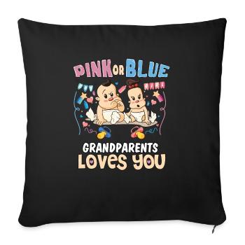 Pink or Blue Grandparents Loves You Grandma - Sofakissenbezug 45 x 45 cm - Schwarz - Vorne