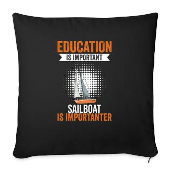 L’éducation est importante Le voilier est plus important - Housse de coussin décorative 45 x 45 cm - noir - Devant