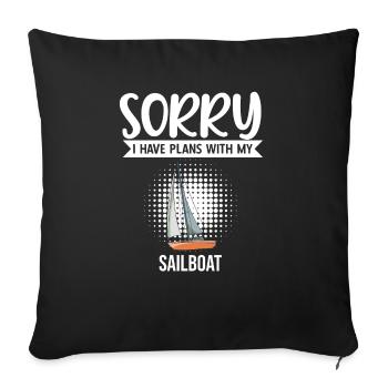Voilier désolé j’ai des projets avec mon voilier - Housse de coussin décorative 45 x 45 cm - noir - Devant