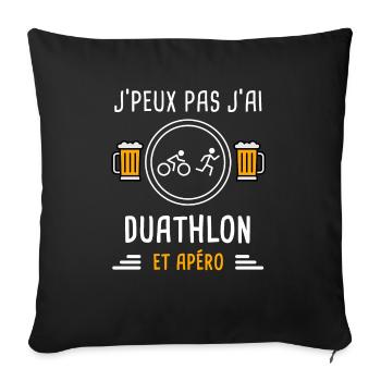 je peux pas j'ai duathlon apéro cadeau - Housse de coussin décorative 45 x 45 cm - noir - Devant