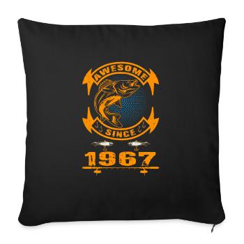 Génial depuis 1967. Angel, l’anniversaire du pêcheur - Housse de coussin décorative 45 x 45 cm - noir - Devant