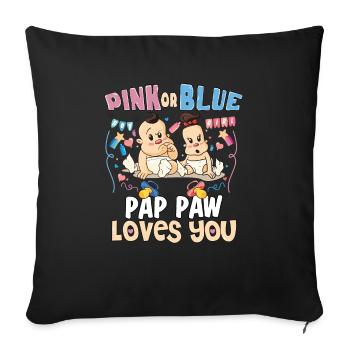 La patte de Pap rose ou bleue t’aime le meilleur grand-père de tous les temps - Housse de coussin décorative 45 x 45 cm - noir - Devant