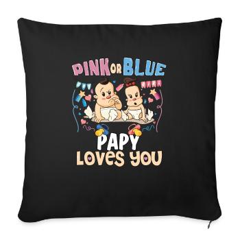 Pink or Blue Papy Loves You Best Dad Ever - Sofakissenbezug 45 x 45 cm - Schwarz - Vorne