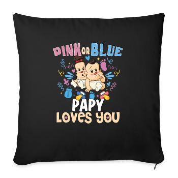 Pink or Blue Papy Loves You Best Dad Ever - Sofakissenbezug 45 x 45 cm - Schwarz - Vorne