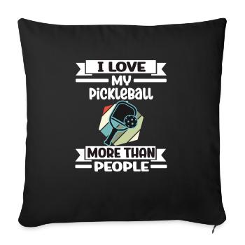 J’aime mon pickleball plus que les gens - Housse de coussin décorative 45 x 45 cm - noir - Devant
