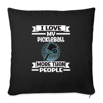 J’aime mon pickleball plus que les gens - Housse de coussin décorative 45 x 45 cm - noir - Devant