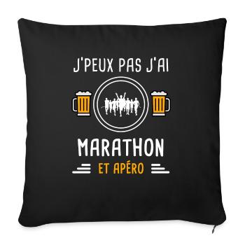 je peux pas j'ai marathon apéro cadeau - Housse de coussin décorative 45 x 45 cm - noir - Devant
