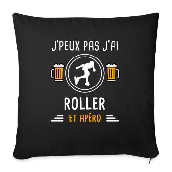 je peux pas j'ai roller apéro cadeau - Housse de coussin décorative 45 x 45 cm - noir - Devant