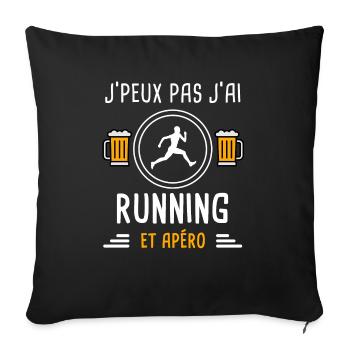 je peux pas j'ai running courir apéro cadeau - Housse de coussin décorative 45 x 45 cm - noir - Devant