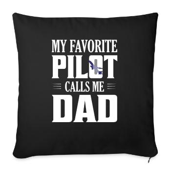 Mon pilote préféré m’appelle papa Aviation Airline - Housse de coussin décorative 45 x 45 cm - noir - Devant
