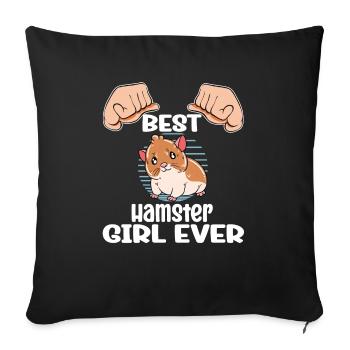 Je préfère être avec mon hamster - Housse de coussin décorative 45 x 45 cm - noir - Devant