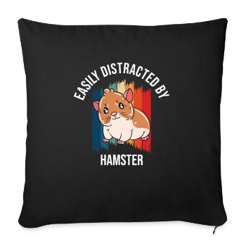 Je préfère être avec mon hamster - Housse de coussin décorative 45 x 45 cm - noir - Devant
