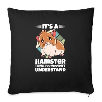 Je préfère être avec mon hamster - Housse de coussin décorative 45 x 45 cm - noir - Devant