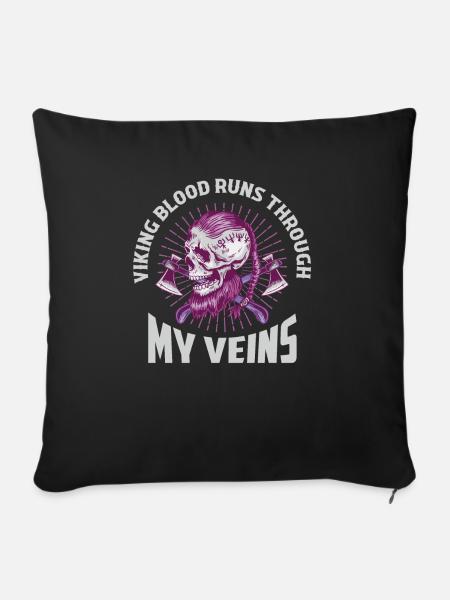 Viking Blood Runs Through My Veins Norse Odin - Sofakissenbezug 45 x 45 cm - Schwarz